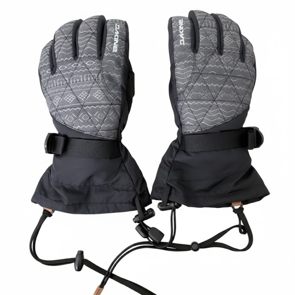 Women’s Dakine Black and Gray Geometric Leather Tipped Gloves